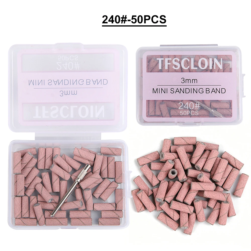 3mm Nagelschleifbänder-Set 80/120/180/240 Körnung Mini-Nagelbohrer Elektrisches Nagelfeilen-Zubehör Polierwerkzeug für Maniküre – Detail 8