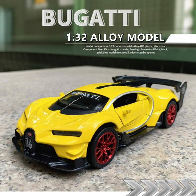 Модель спортивного автомобиля Bugatti GT в масштабе 1:32, модель автомобиля из сплава, литой металлический игрушечный автомобиль, модель автомобиля, имитация звука, фотоколлекция, игрушка в подарок