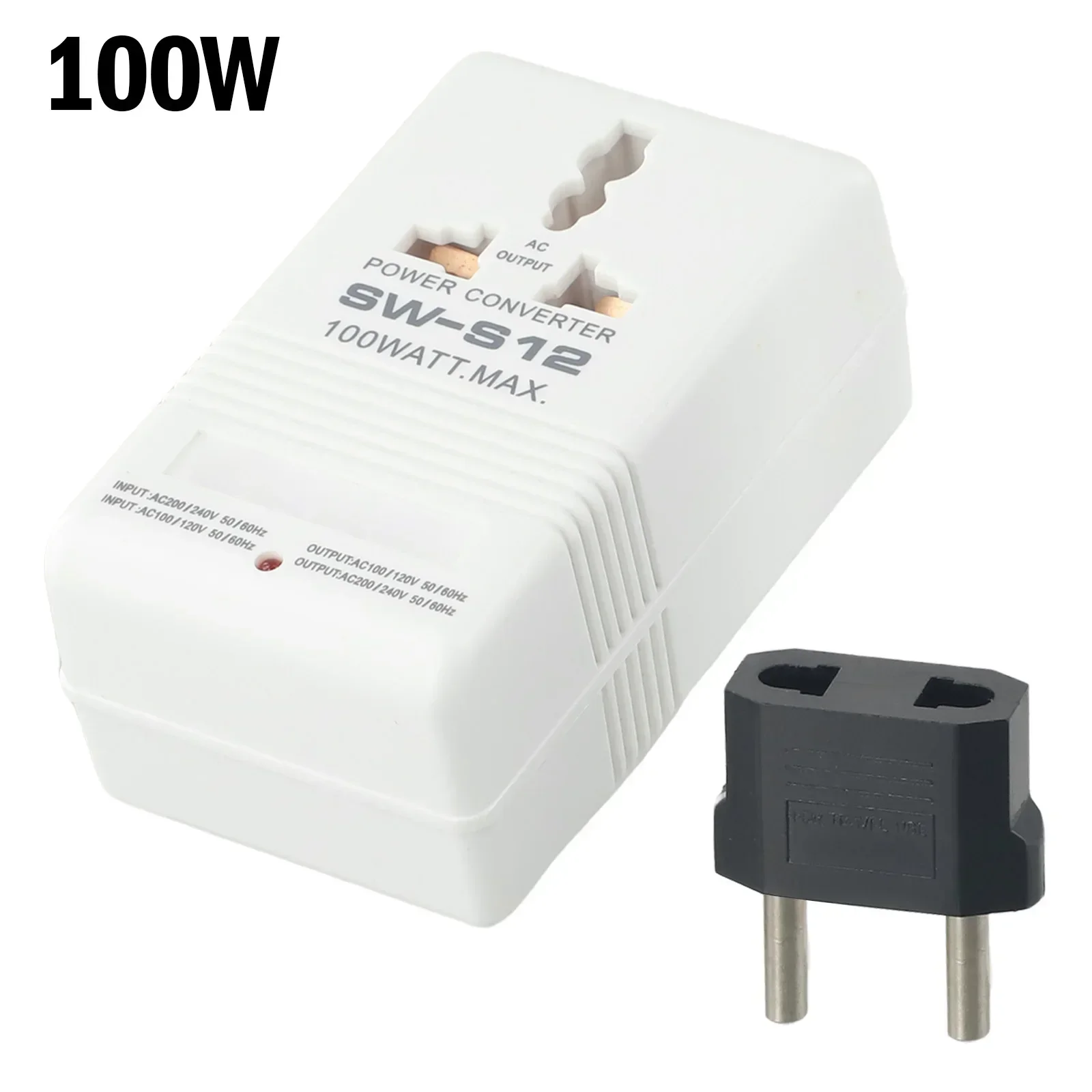 หม้อแปลงแบบก้าวขึ้นหรือลง100W 110V/120V ถึง220V/240V + อะแดปเตอร์ EU