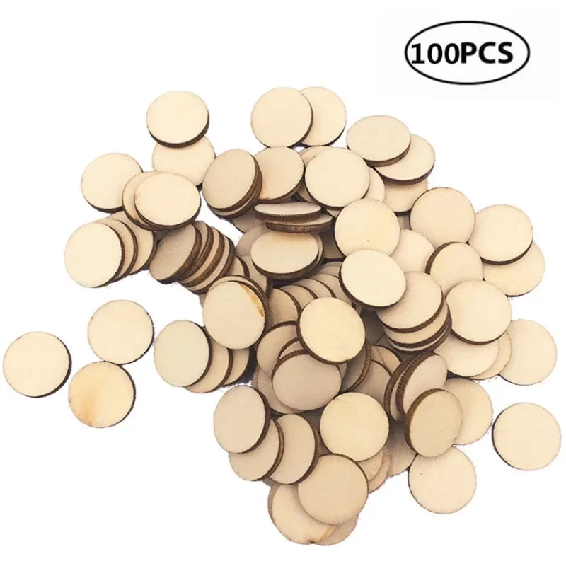 100pcs 2cm Unfinished Wood Slices Round Disc Circle for Wood Slices DIY Crafts and Decoration