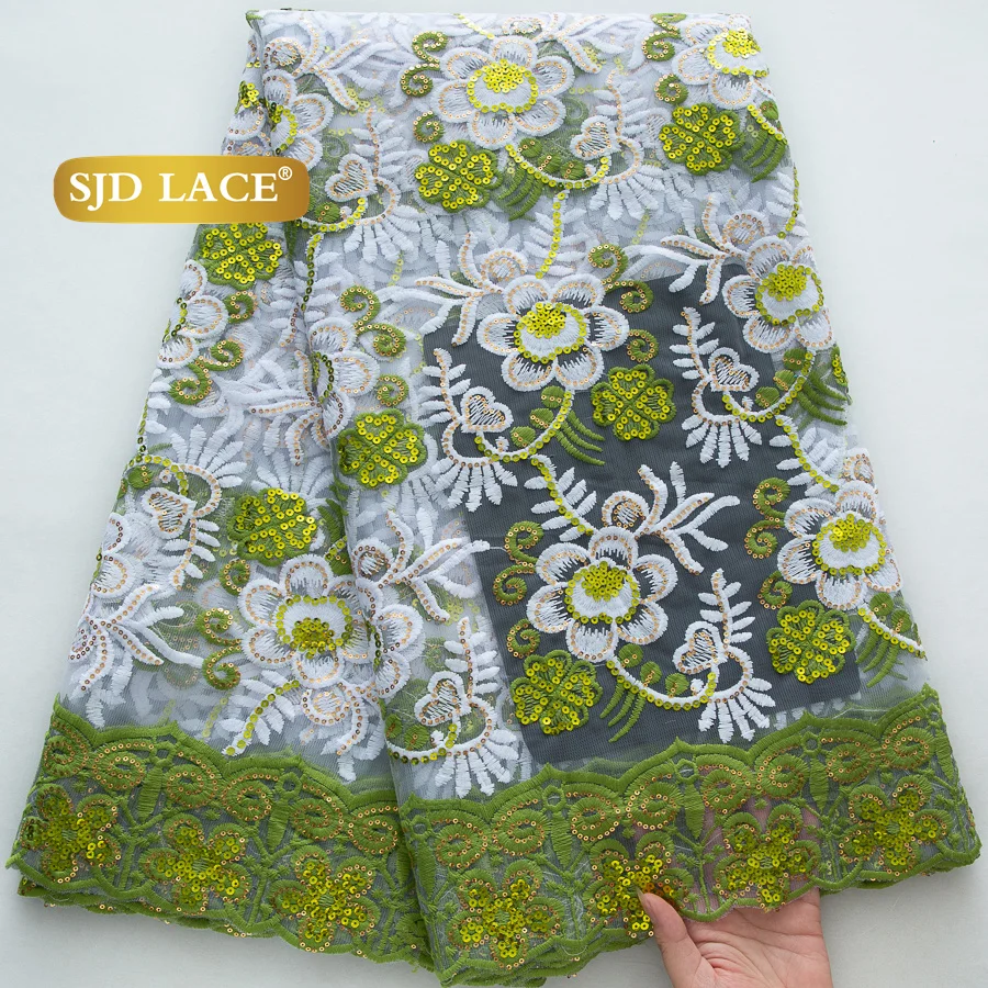 SJD LACE African Milk Silk Mesh Lace Fabric 2026 High Quality Nigerian French Tulle Net Lace for Women Dresses Sew 5Yards 4480