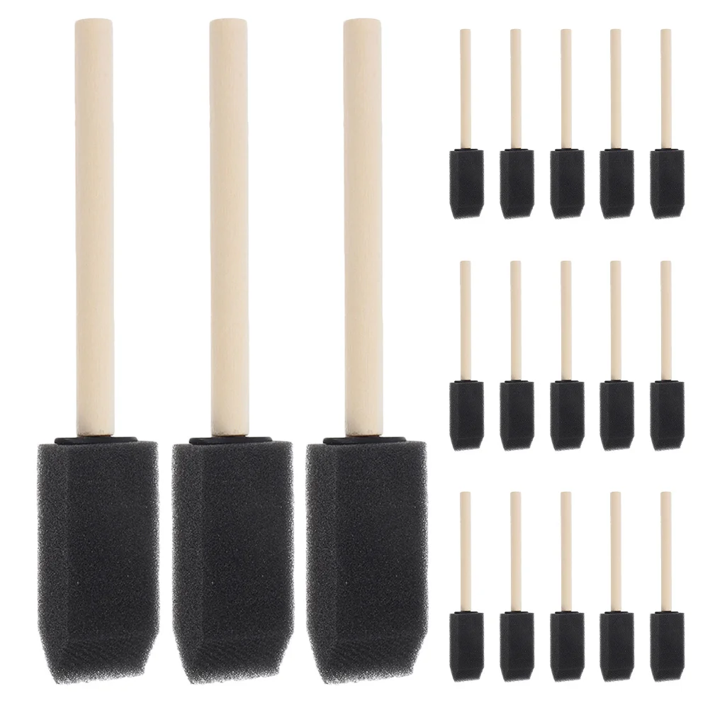 

18Pcs Children's Graffiti Sponge Brush Wooden Handle Smooth Paint Application for Kids DIY Crafts Wall Wood Painting Projects