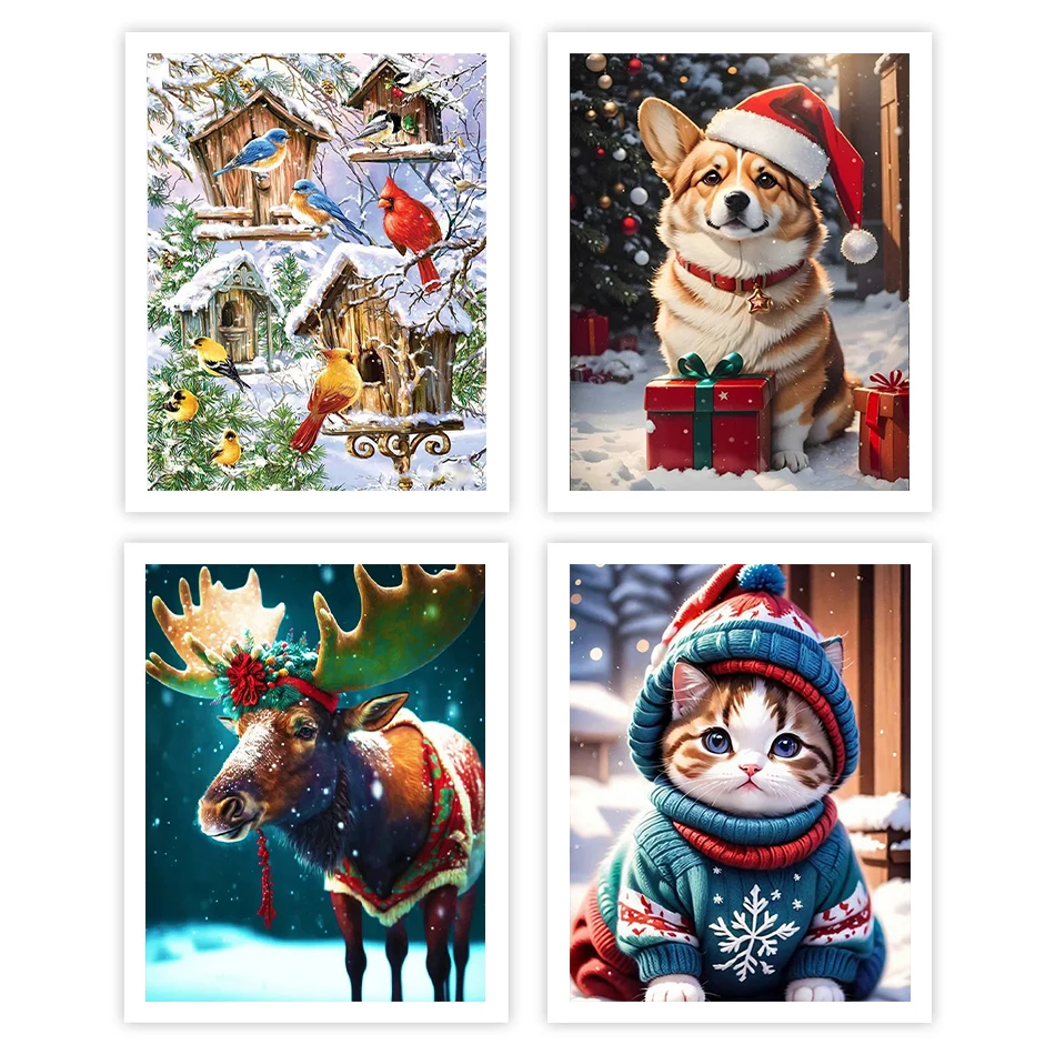 

GATYZTORY Painting By Number Adults Christmas Cute Animals Paint Kits Adult Coloring Diy Set Wall Art Picture Oil festival gift