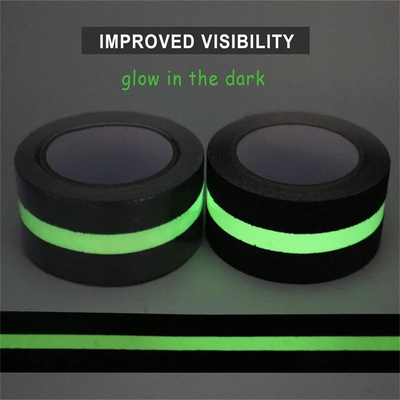 5CM x 5M Anti Slip Traction Tape With Glow in Dark Green Stripe Friction Abrasive Adhesive For Stair Tread Step Indoor Outdoor