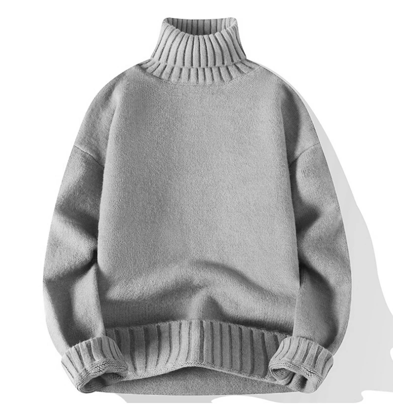 جديد الياقة المدورة سترة الرجال البلوز عادية بلون محبوك سترة سوداء موضة الخريف الشتاء الرجال الملابس سترة رجل