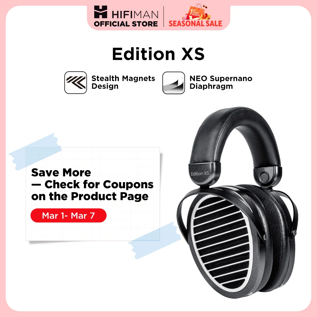 HIFIMAN Edition XS Full-Size Over-Ear Open-Back Planar Magnetic Hi-Fi Headphones with Stealth Magnets Design Adjustable Headband