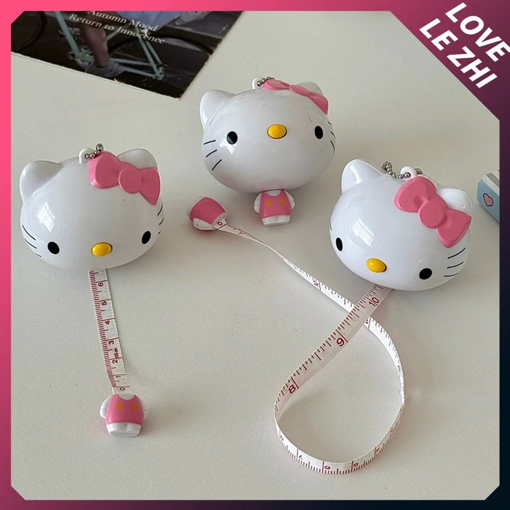 Sanrio Hello Kitty Cartoon Anime Kawaii Self-Telescoping Tape Measure Cute Mini Portable Soft Measuring Tape Straight Ruler