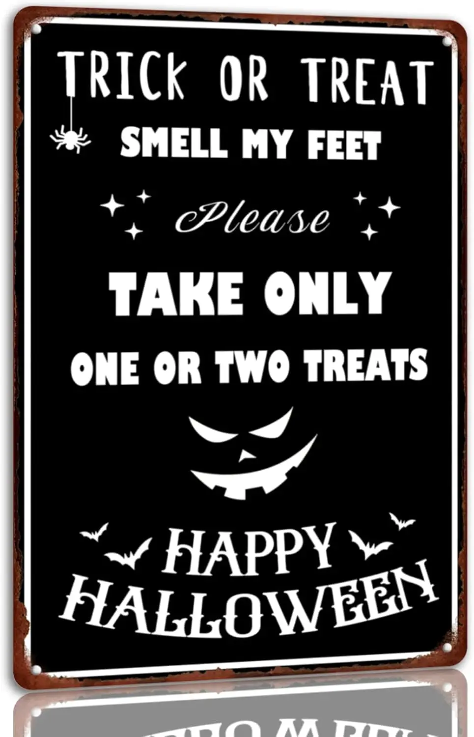 Trick Or Treat Tin Sign Halloween Metal Signs Autumn Witch Ghost Pumpkin Wall Decor Sign For Home Kitchen Cafe 8x12 Inch