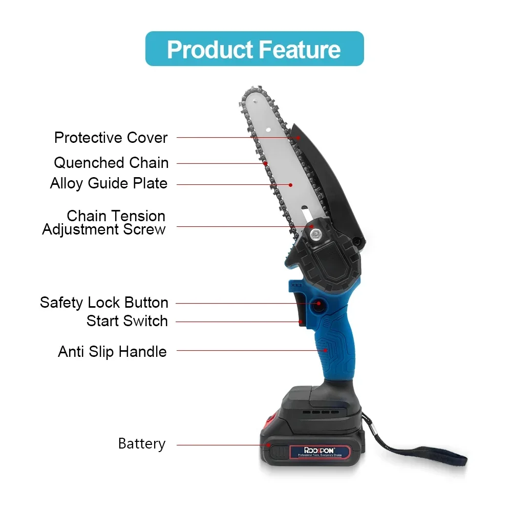 Imagem -05 - Cordless Handheld Poda Serra para Carpintaria Brushless Chain Saw Garden Power Tool Logging Saw Makita 18v Bateria 6