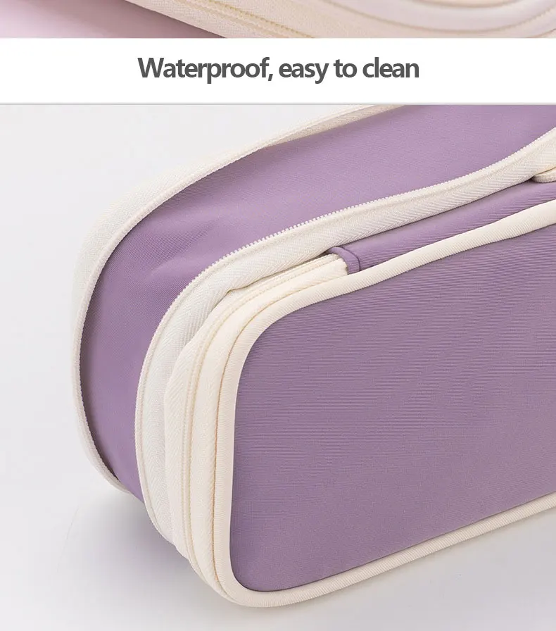 Astuccio per ragazze, ragazzi, portatile, resistente, con cerniera, cancelleria, per scuola, ufficio, nero, acchiappasogni, colore: Viola