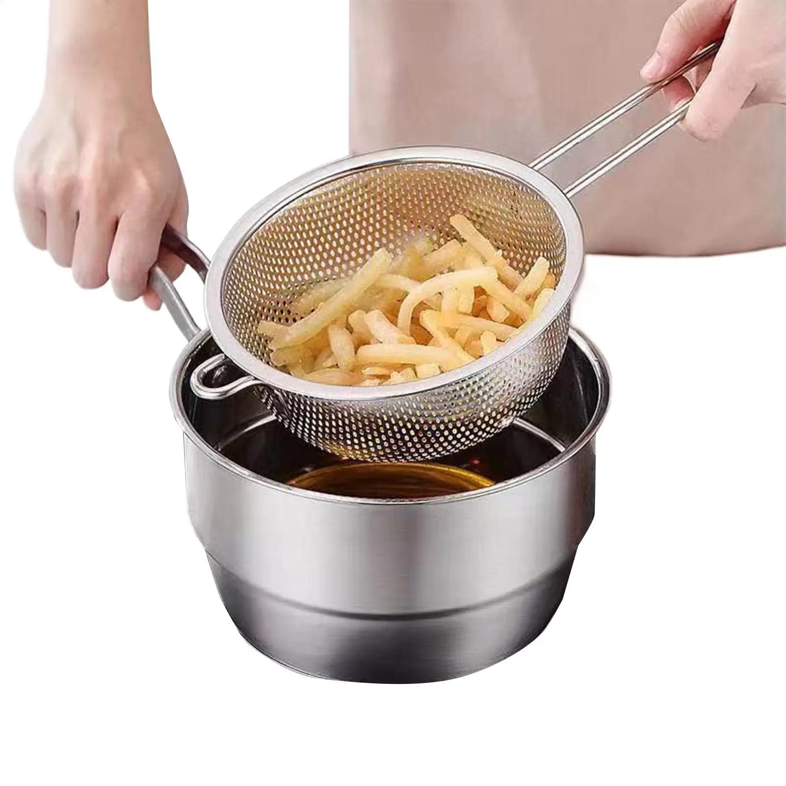 Stainless Steel Colander Basket Kitchen Strainer Fruit Vegetable Washer Rice Drainer Seafood Pasta Sieve Drain Net Food Strainer