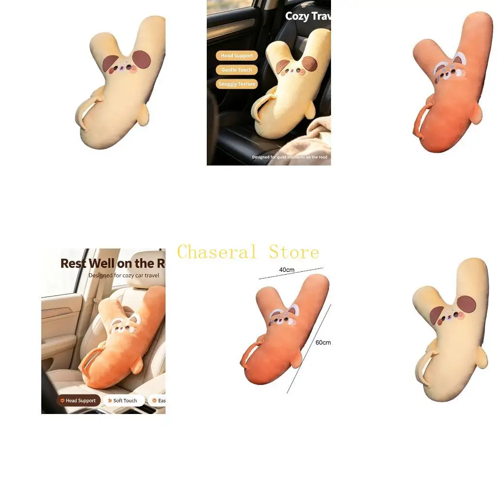 E7CE Cartoon Animal Neck Cushion and Plush Pillow with Cotton Fabric for Car Rides, Rest Breaks, and Relaxed Indoor Use