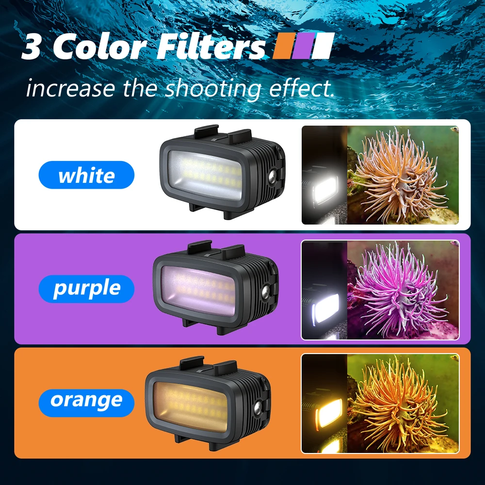 Seafrogs 40meter Waterproof Dive Light Three Color Filters 5500K Color Temperature