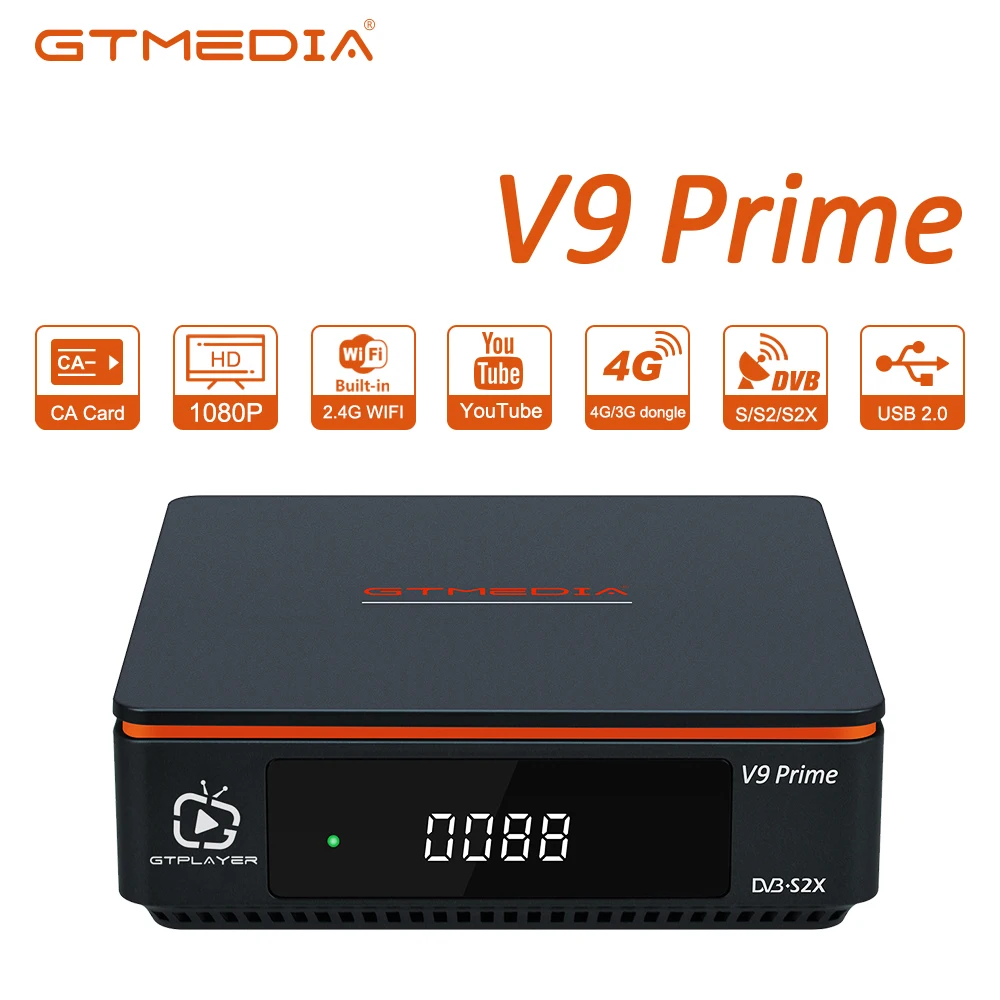 GTmedia V9 Prime Super DVB-S2 جهاز استقبال الأقمار الصناعية يدعم MARS H.265 Standard V8 Nova/Honor V8X Turbo Built WiFi Set Top Box