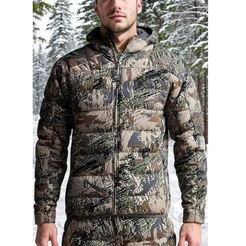 Ainfad Men's Kelvin Light Down Jacket Camouflage Fishing Hunting Down Wear