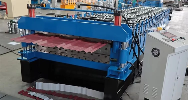 Double Layer Glazed Tile Roll Forming Machine for Corrugated and Trapezoidal Roof Sheets - Efficient Roofing Making Equipmen