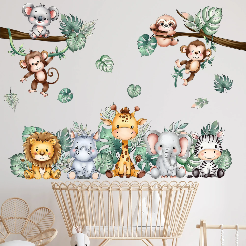 Adesivos de parede de animais pequenos na floresta são adequados para decoração de casa em quartos infantis e jardins de infância