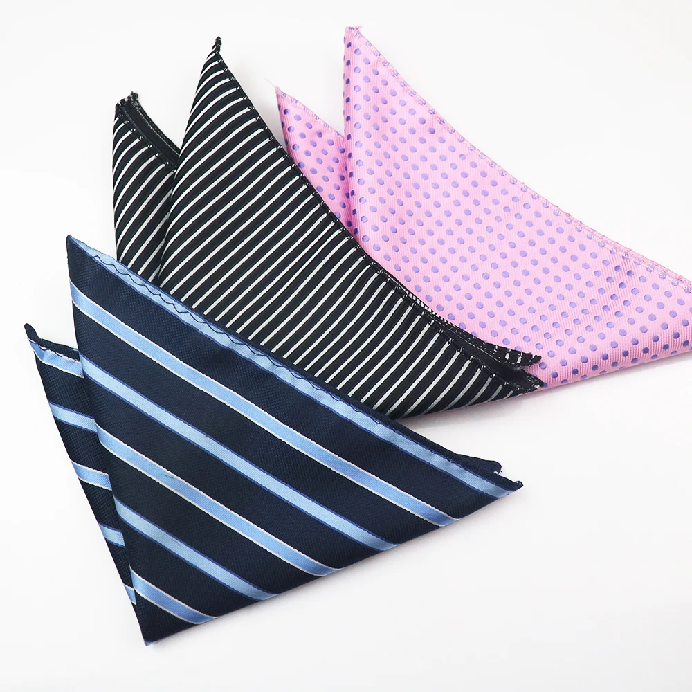 الخريف الشتاء نمط الموضة الملونة جيب مربع 22 سنتيمتر الرجال البوليستر الجاكار البولكا نقطة شريط منديل الزفاف العريس المنديل