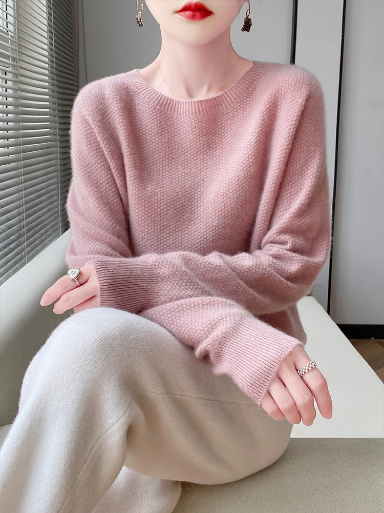 100% Australia Wool Women\'s sweater New Knitwears Korean Style Women\'s Jumper O-neck Pullover New Arrivals Lady Clothing Fashion