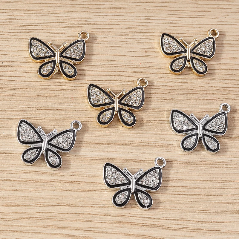 Tusember 10 Stück Vollbesetzte Strass-Ohrringe, Halsketten, Schlüsselanhänger, Anhänger, Schmetterlings-Charms, DIY Handgemachter Schmuck – Detail 1