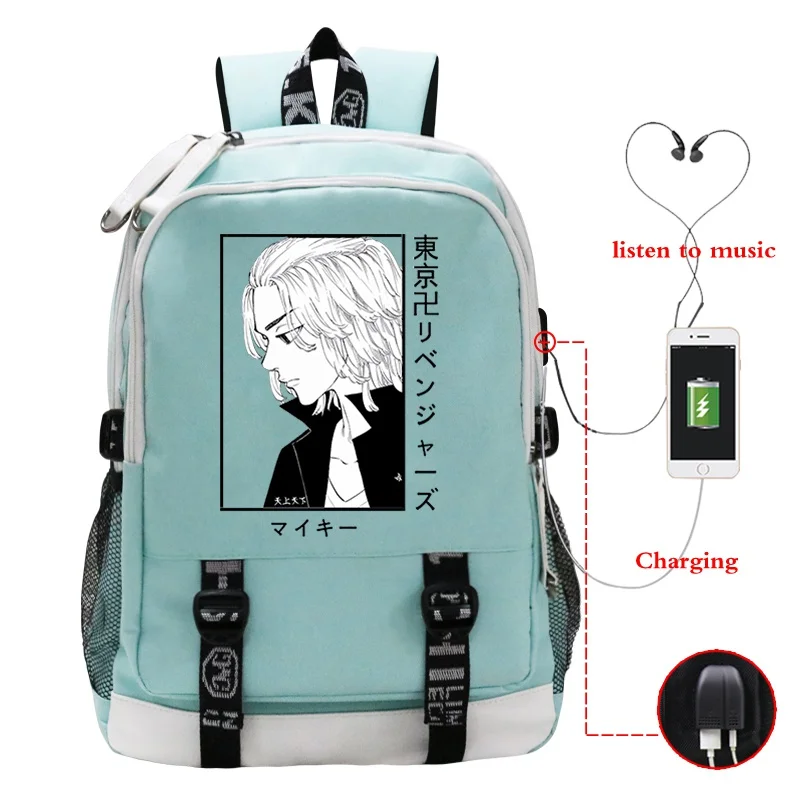 TakRevengers Manjiro Sano Anime Sac à dos pour hommes, sac à dos USB, sacs d'école décontractés pour adolescents et étudiants, mode japonaise, chaud