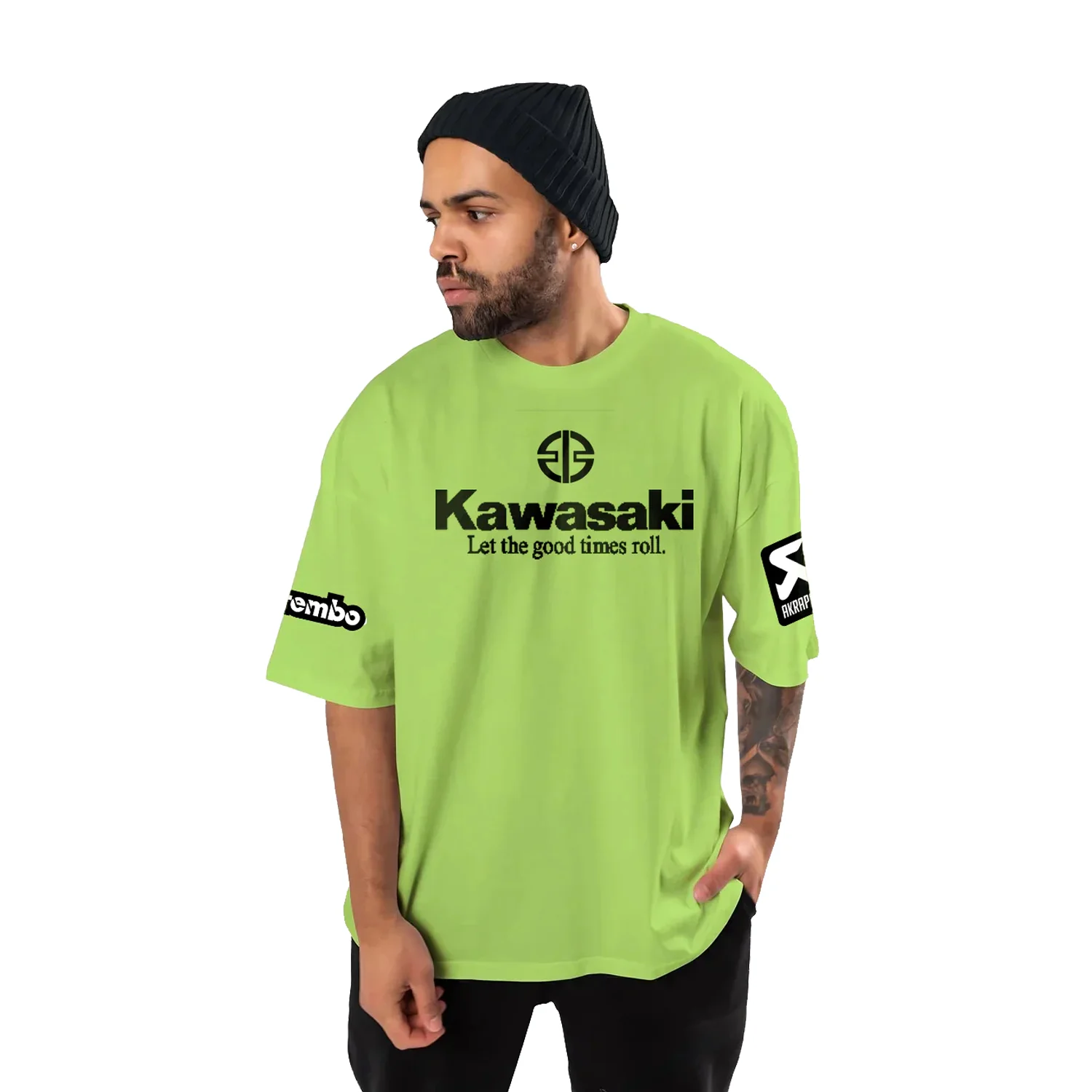 

Kawasaki Ninja Oversized T-Shirt Unisex Outdoor Cycling Summer Classic Tee Adults Loose Exercise Off-road Motorcycle Jersey
