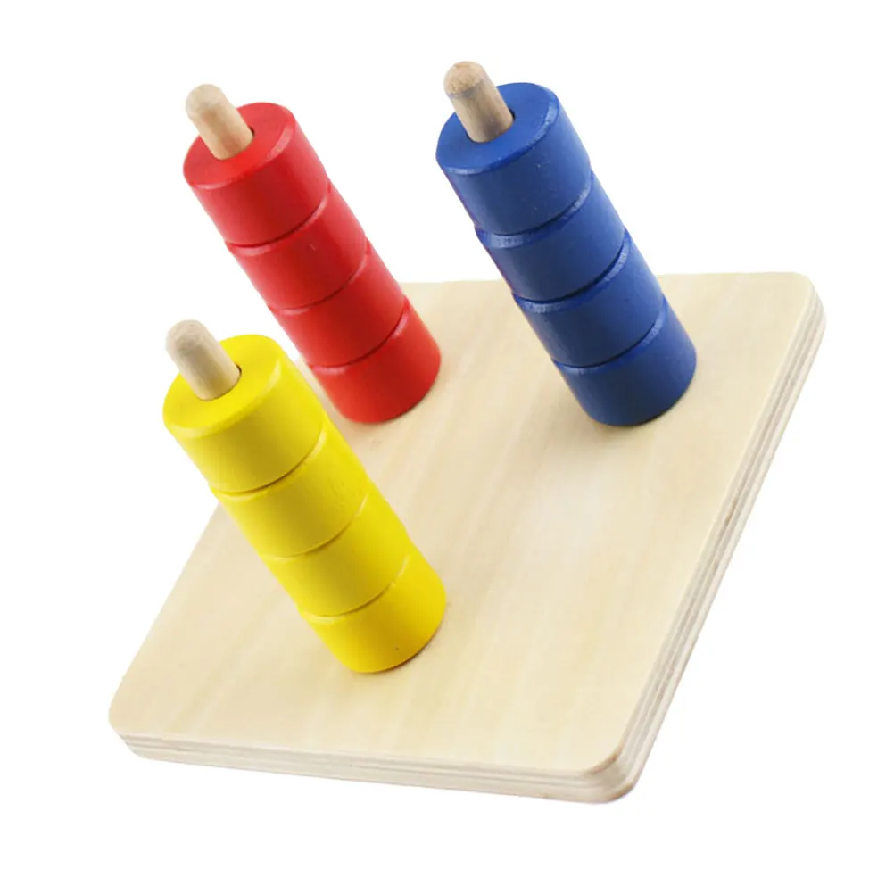 Education Toy Baby Stacking Toys Teaching Aids Creative Cylindrical Ring Early Educational Wooden Column Child