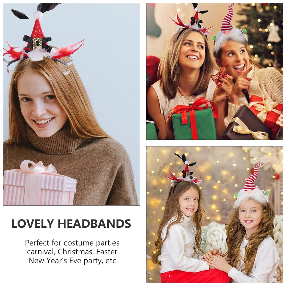 

2pcs Santa Headband Xmas Hair Hoops Party Decorations Kids Adults Lightweight Non Fading Costume Carnival Christmas New Year