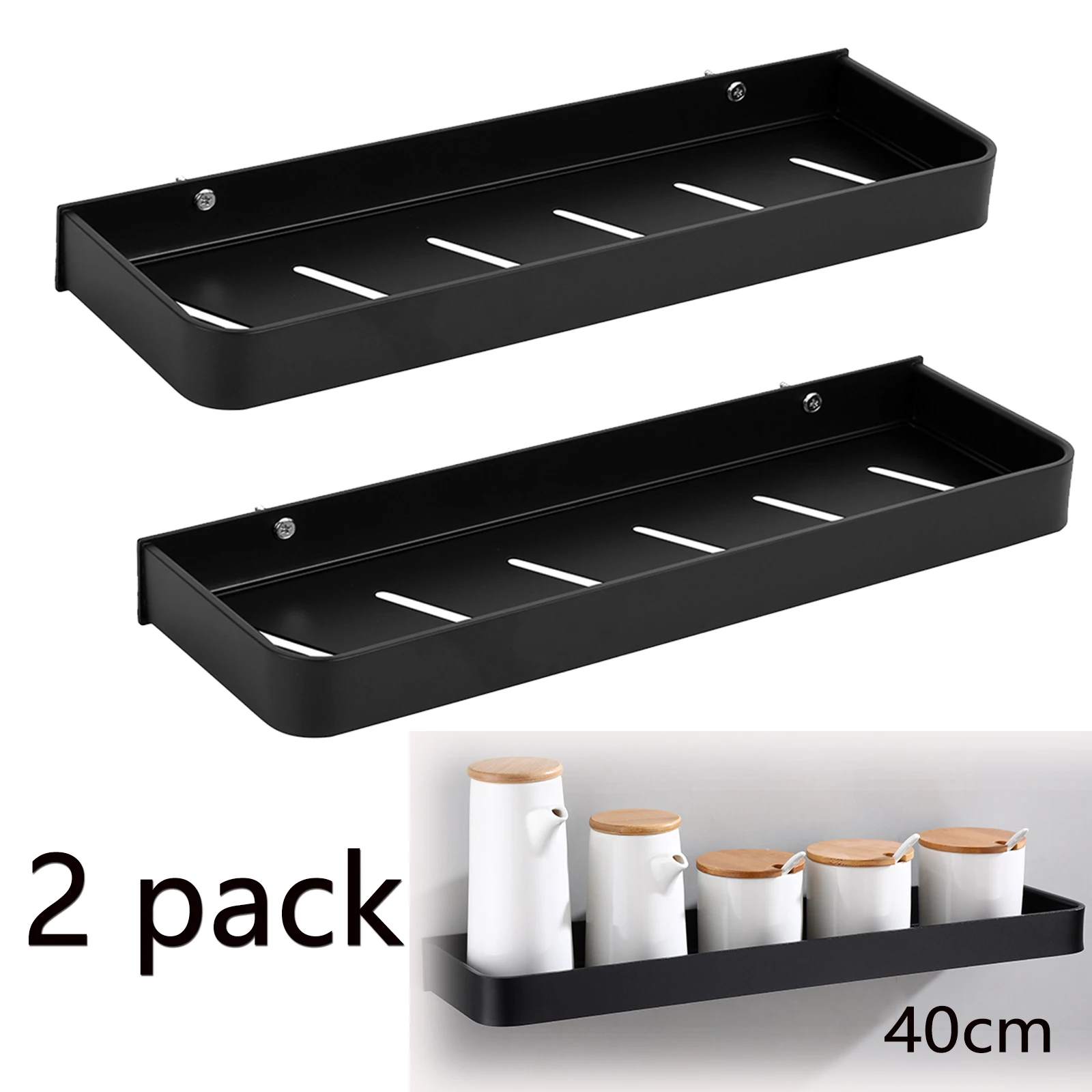 

2 Pack Shower Caddy,Bathroom Shelf Organiser Wall Mounted Shower Storage Rack 40cm Space Saving Shower Shelf Bathroom Accessorie