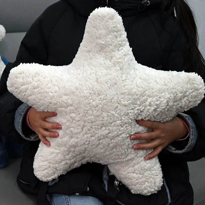 

WQSPRING Cute Star Fluffy Pillow Soft Pentagram Cushion for Sofa Bed Decoration