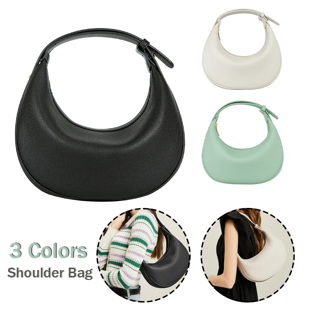 

Luxury Design PU Leather Shoulder Bag Fashion Clutch Bag Half Moon Bags Female Underarm Bag Travel Totes 2024 New Handbag Purse