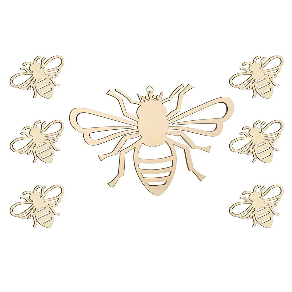 

7pcs Bee Shaped Slices Unfinished Diy Accessories DIY Accessories Hanging Decorations Wooden Cutout Sewing Craft