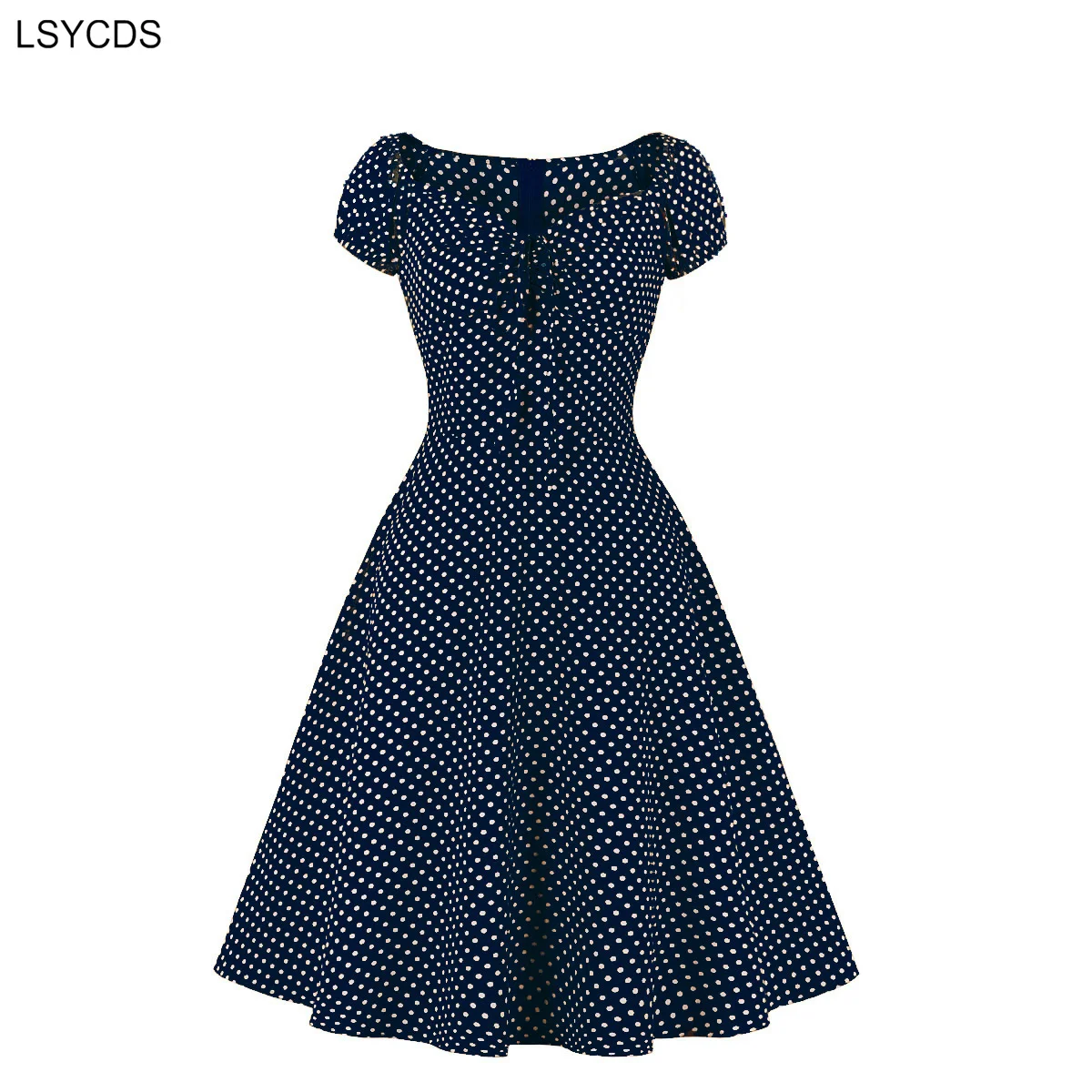 LSYCDS Tie Sweetheart Neck Polka Dot Vintage Women Summer Dress 2024 Fashion High Waist 1950s Style Retro Ladies Casual Dresses