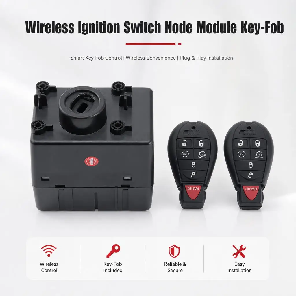 68210150AB Wireless Ignition Switch Node Module w/Key-Fob for Dodge Ram 1500 2500 3500 2008-2010 Replacement Accessories