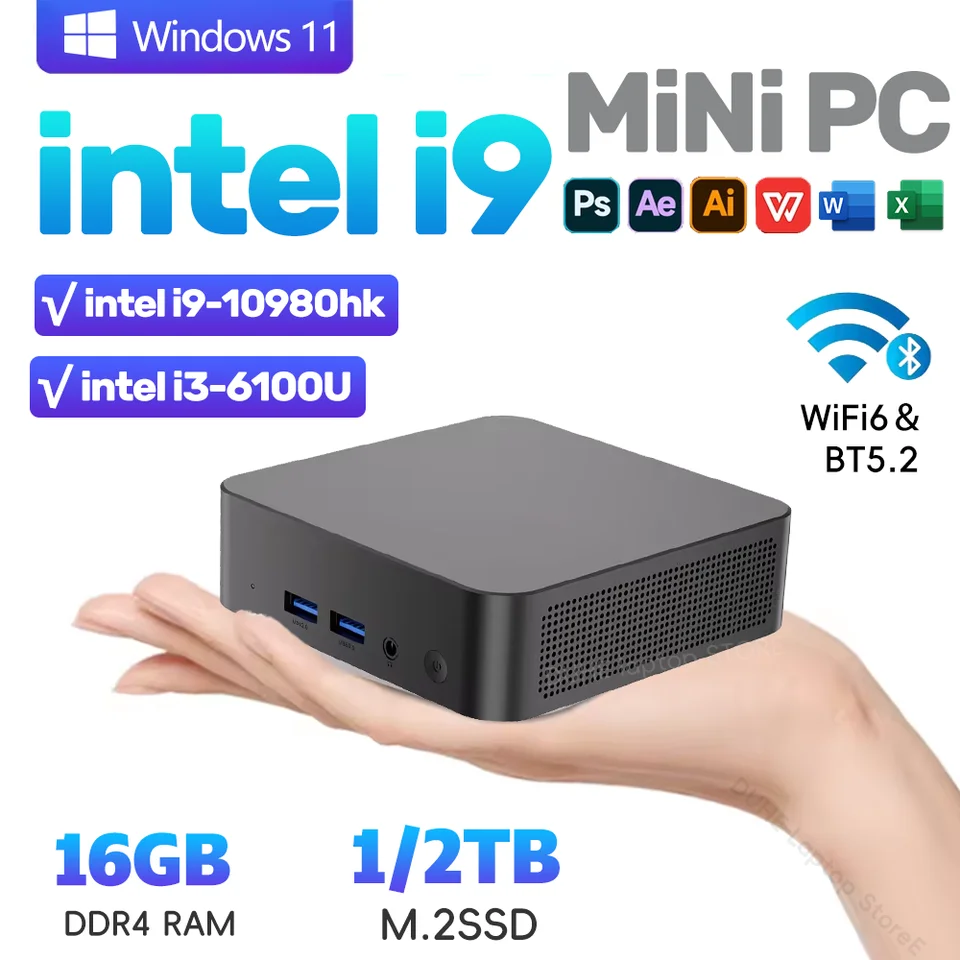自作ミニPC【Core i3 / 16GB / SSD / Windows11】 Mini PC Intel I9 com Windows 11, Intel Core I9 10980HK/Core I3