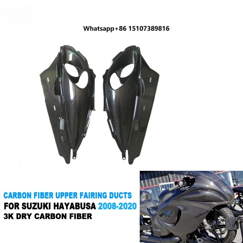 100% 3K Carbon Fiber Motorcycle Front Upper Fairing Ducts for GSX1300 R Hayabusa Gen2 2008-2020