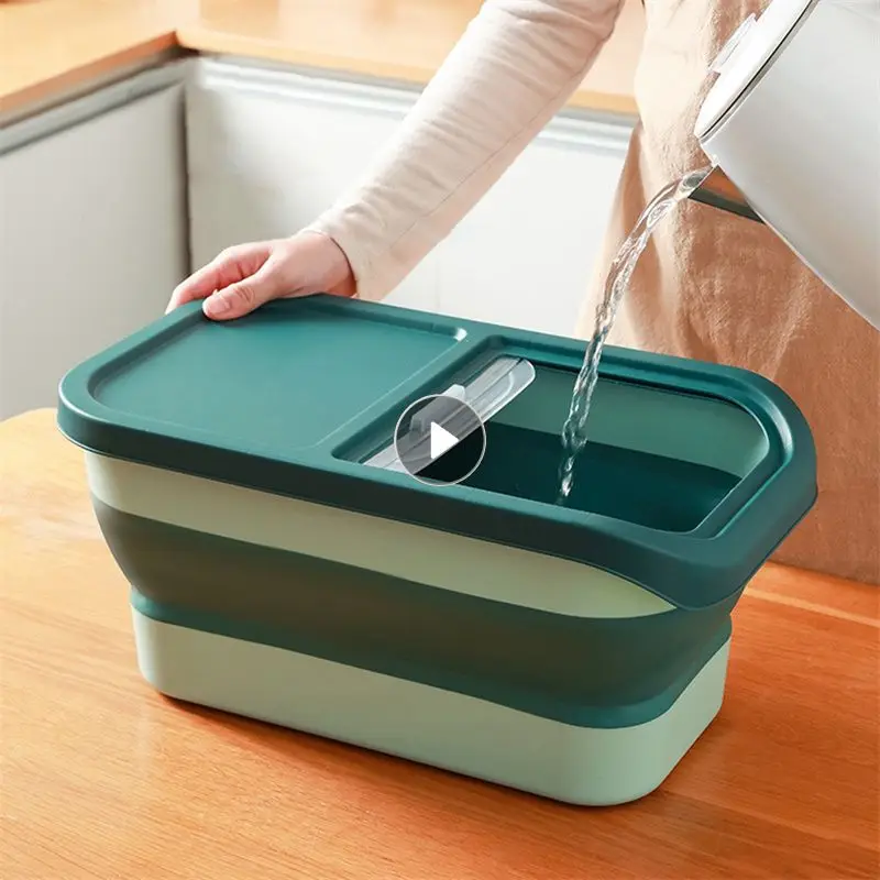 Collapsible Pet Food Storage Moisture-proof Durable And Space-saving One Piece With Cover High Quality Daily Necessities