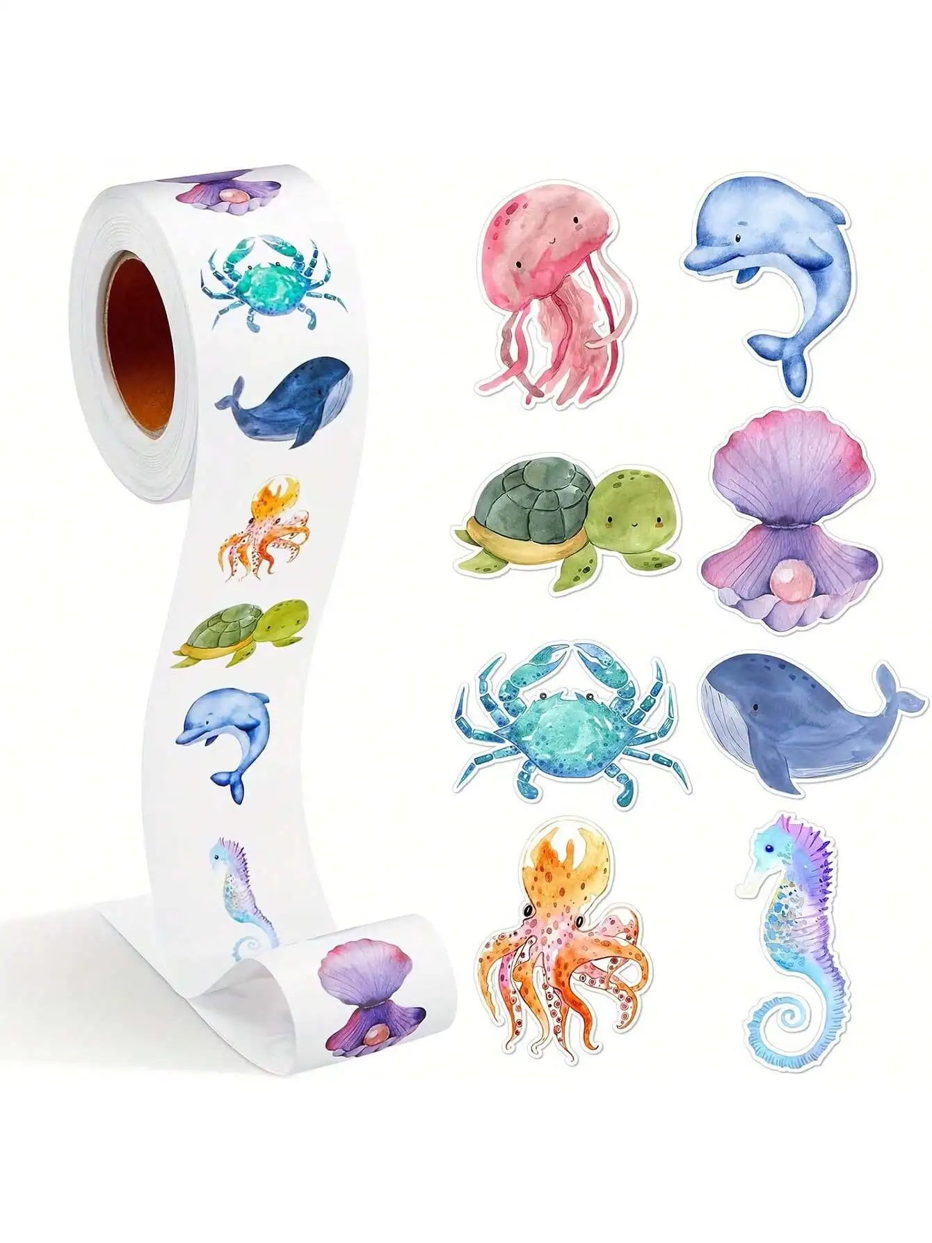 

500 шт. наклеек с животными в морской тематике: милые водонепроницаемые наклейки для скрапбукинга, декора своими руками и запечатывания конвертов