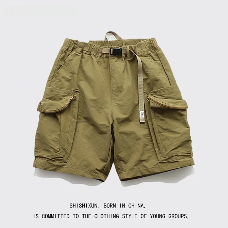 

Loose Fit Outdoor Workwear orts for Men with Multiple kets Qui Dry Spor Five-Quarter Length Casual Pants