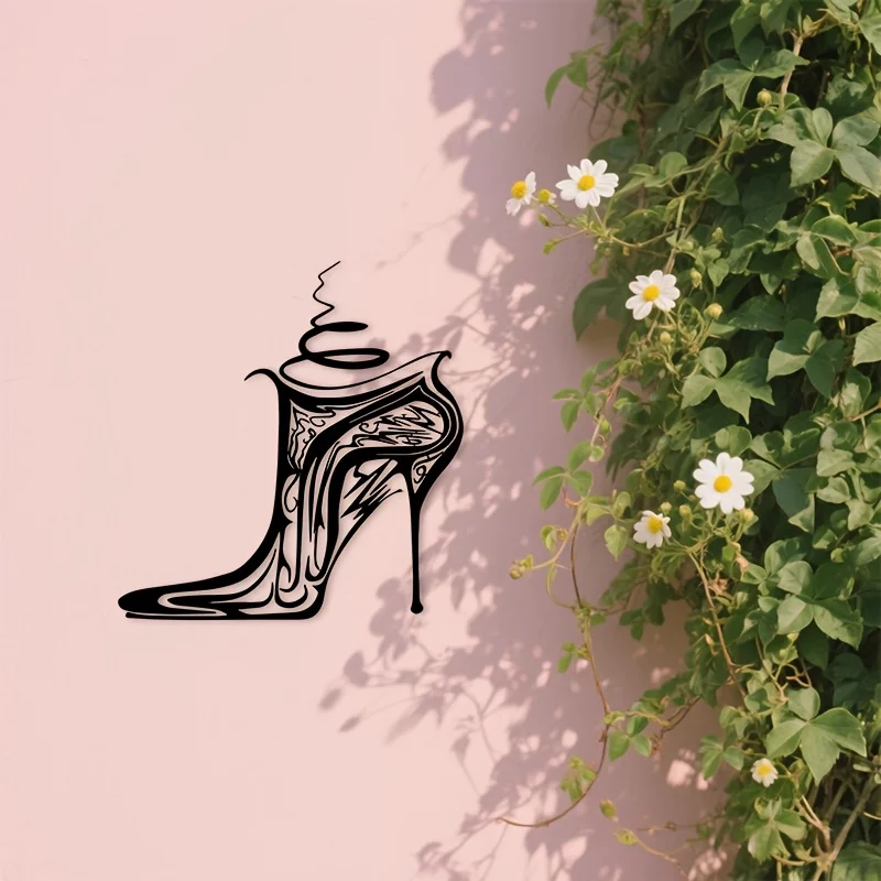 Abstract High Heel Iron Wall Art Black Line Drawing Outdoor Home Decor Bedroom Living Room Bathroom Rustproof Gift Ornament