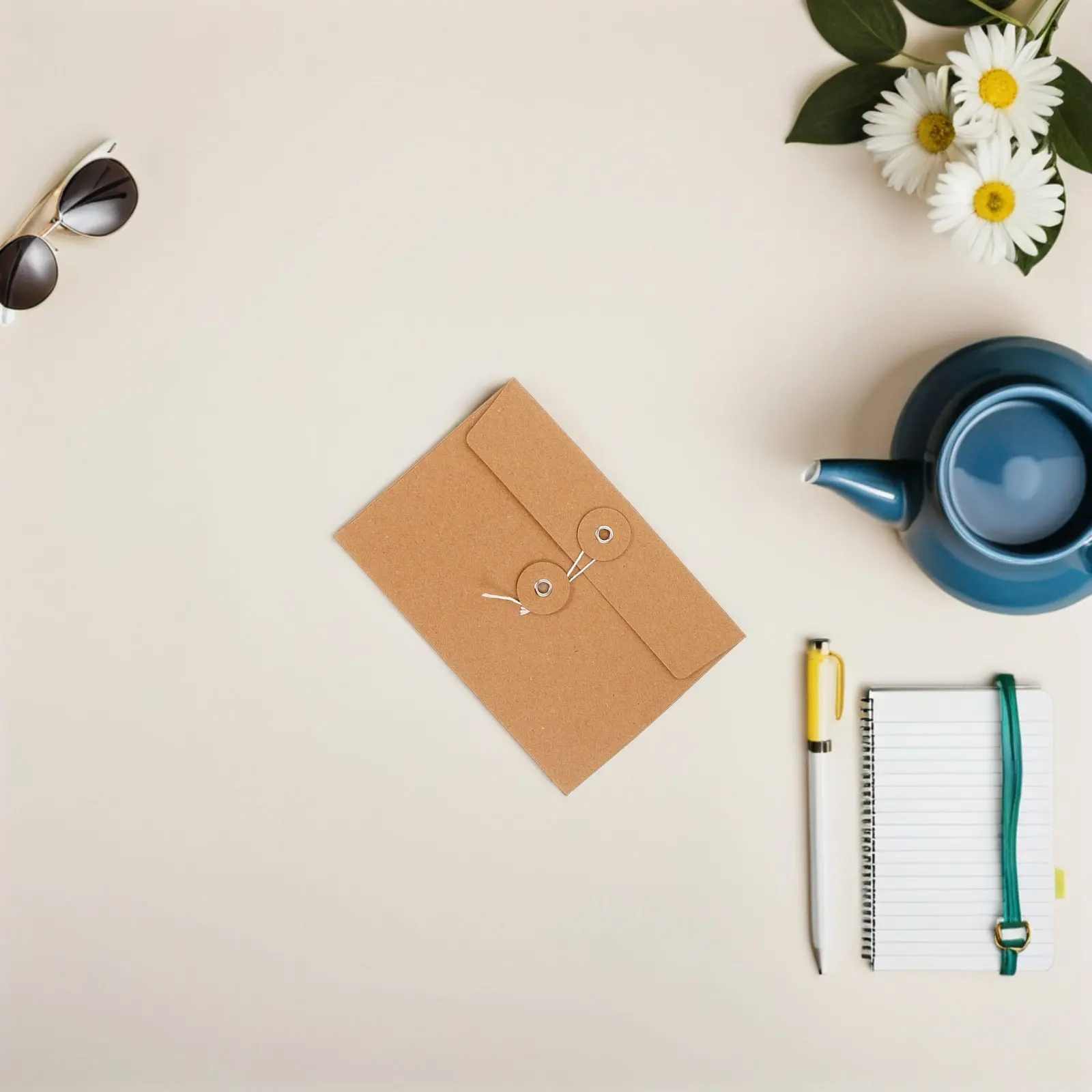 

20Pcs Winding Storage Envelopes Kraft Paper Holders Solid Color File Folders Document Organizers Letter Supplies Multi Function