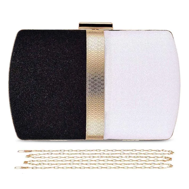 Bolso de mano pequeño para mujer, bolsa de noche en blanco y negro, bolso cruzado para boda, monedero nupcial, Pochette para fiesta de cóctel y graduación