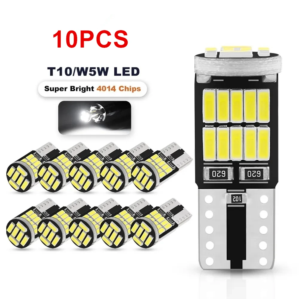 

2/10x W5W T10 Led Bulbs Canbus 4014 26SMD 6000K 168 194 Led 5w5 Car Interior Dome Reading License Plate Light Signal Lamp White