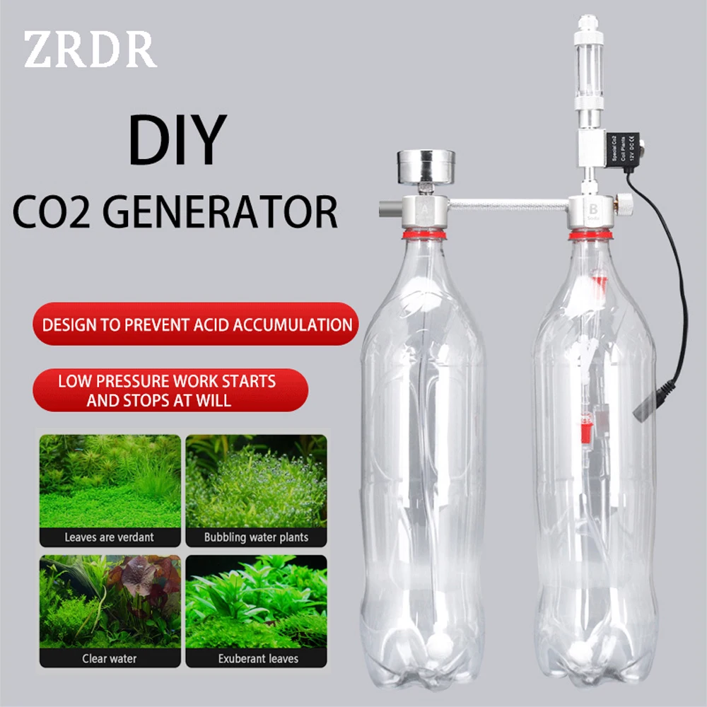 ZRDR Aquarium DIY CO2 generator system kit CO2 generator, bubble counter diffuser with solenoid valve,For / Aquatic plant growth