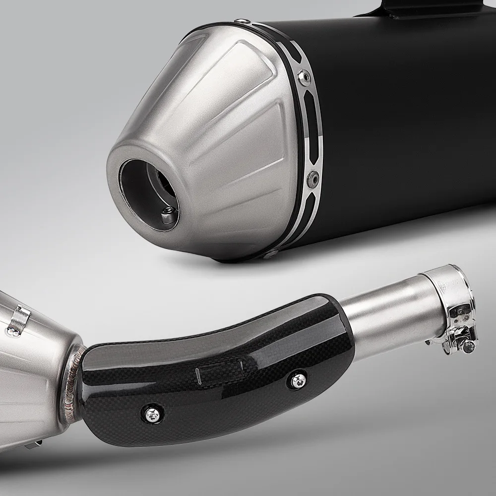 T700S Stainless Steel Split Front Exhaust Pipe Tail Muffler Set, Motorcycle Full Exhaust Pipe Modification