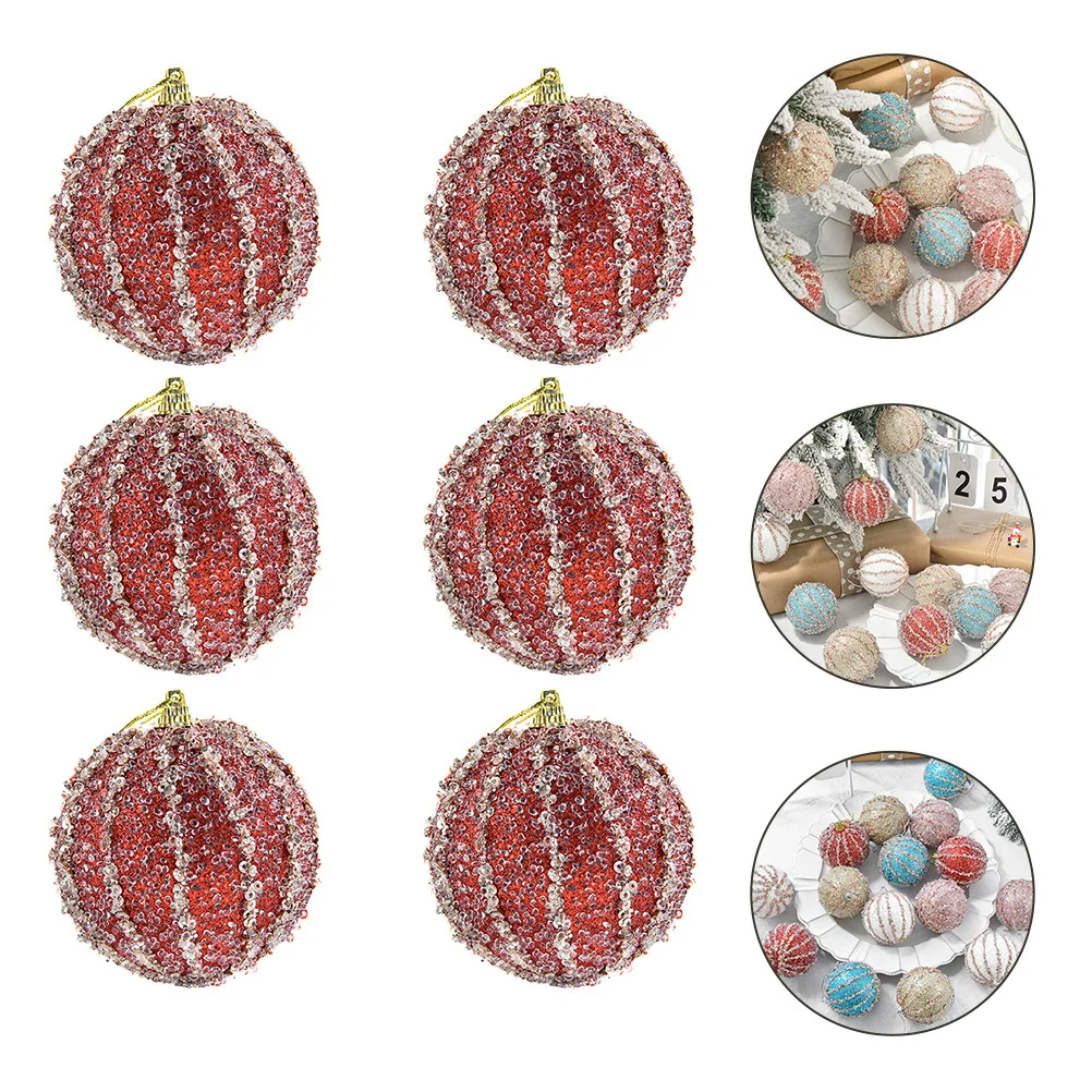 

6Pcs Christmas Ball Hanging Ornaments Xmas Foam Pendant Delicate Xmas Tree Hanging Decor Party Ornament Christmas Ball Ornaments