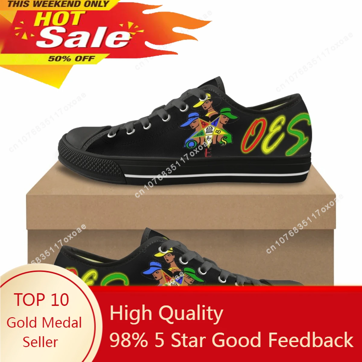 

Summer Comfortable Low Top Canvas Shoes for Ladies New Hot Order of The Eastern Star Print OES Casual Vulcanized Sole Sneakers