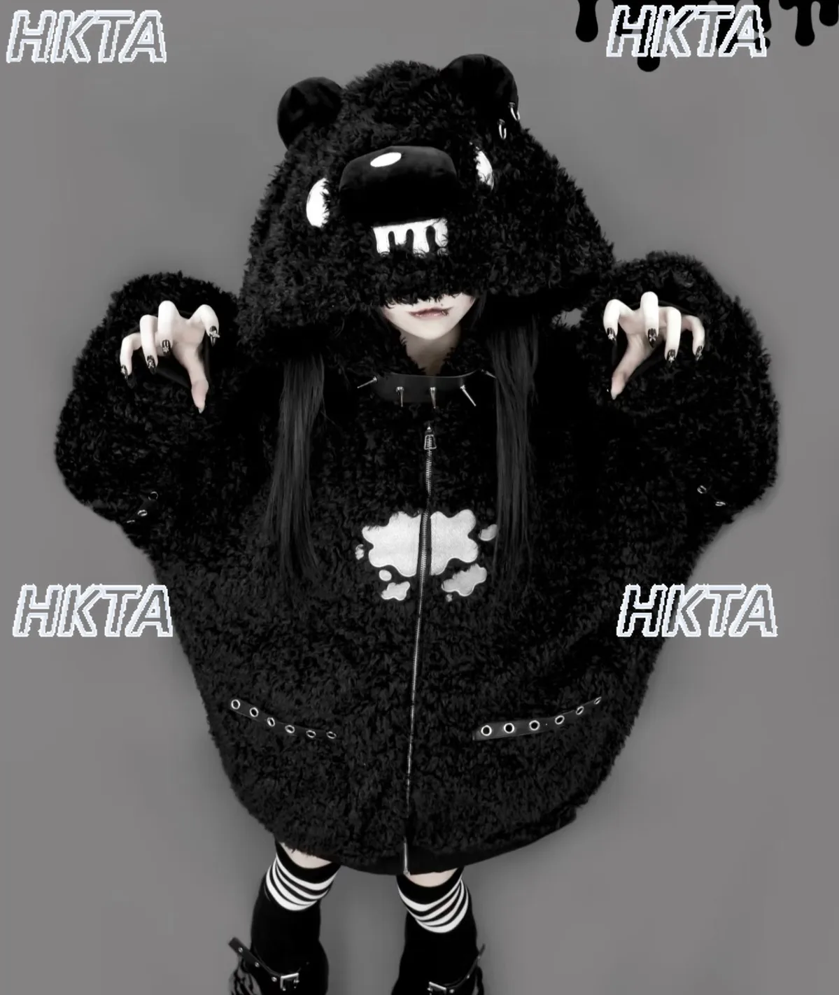Japanese Soft Fluffy Fur Coat Women Winter Cute Cartoon Bear Subculture Y2K Sweet Cool Lamb Wool Thickened Warm Cotton Jacket