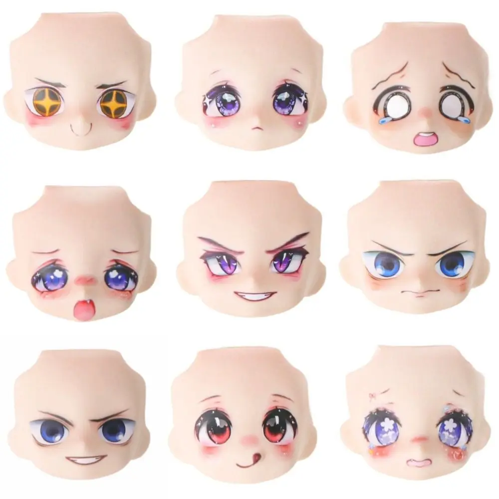 Cute Change Faces OB11 Doll Face Replaceable Head Shell Baby Face Expression 1/12 BJD Doll Face Doll Replacement Face