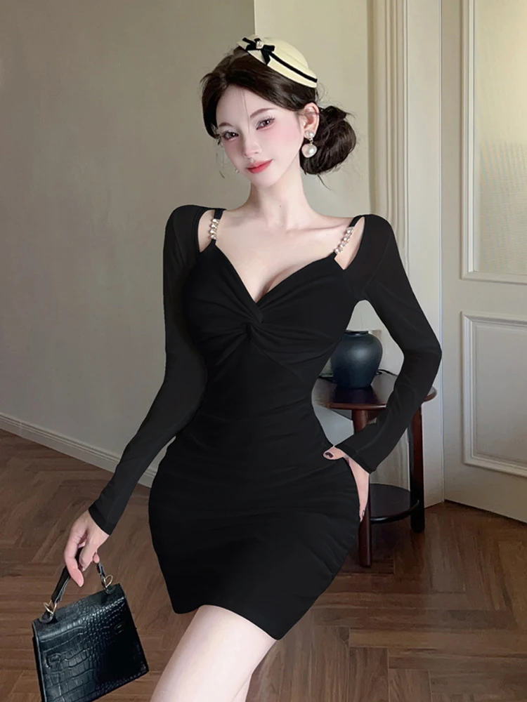 Ropa de mujer de malla transparente Sexy con tirantes y cuello en V pliegues ajustado Mini Vestido corto elegante señora Fiesta Club Vestidos de graduación moda Y2K nuevo